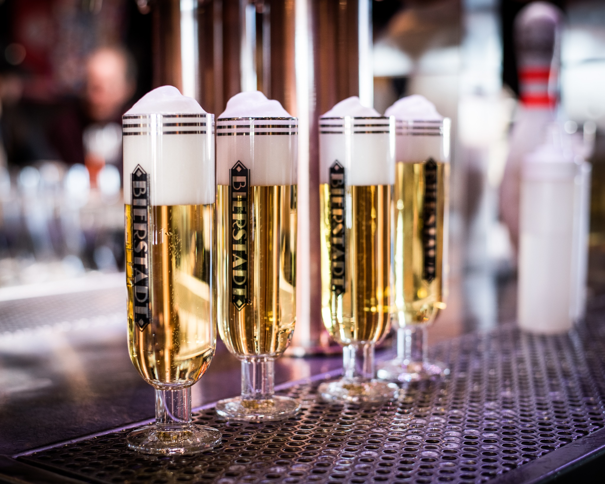 Slow Pour Pils beers waiting to be served.