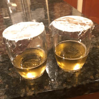 two glasses with wort