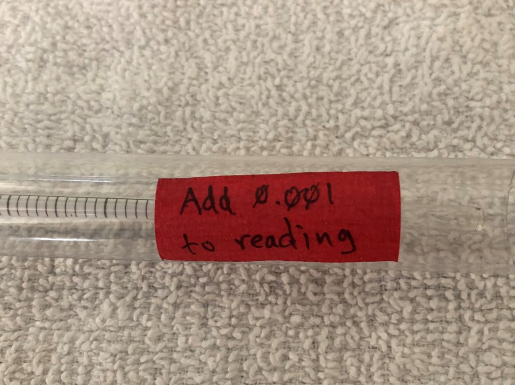 Label stating "Add 0.001 to reading"